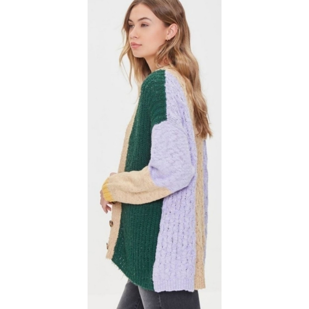 NWT Forever 21 Colorblock Cardigan Sweater - Picture 3 of 8